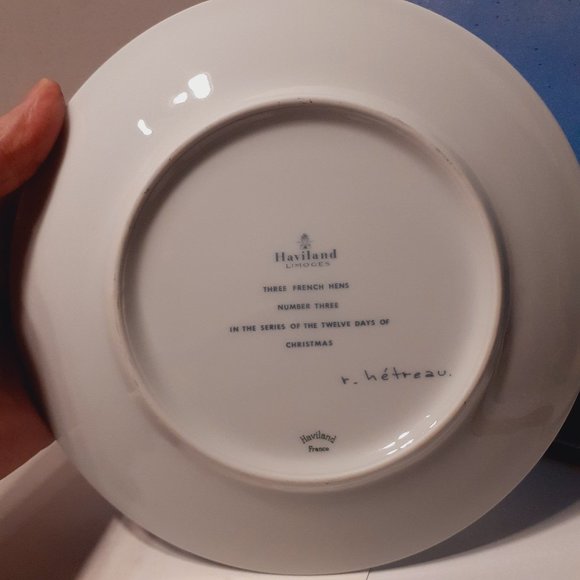 Haviland Limoges Twelve Days of Christmas Plate NOEL 1972 Three French Hens EUC - Picture 5 of 7